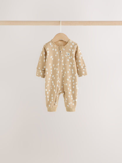 Dsiney Kidz - Brown Animal Print Two-Way Zip Baby Sleepsuits 4 Pack (0mths-3yrs) image 2