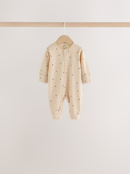 Dsiney Kidz - Brown Animal Print Two-Way Zip Baby Sleepsuits 4 Pack (0mths-3yrs) image 3