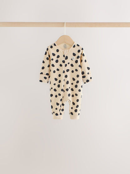 Dsiney Kidz - Brown Animal Print Two-Way Zip Baby Sleepsuits 4 Pack (0mths-3yrs) image 5