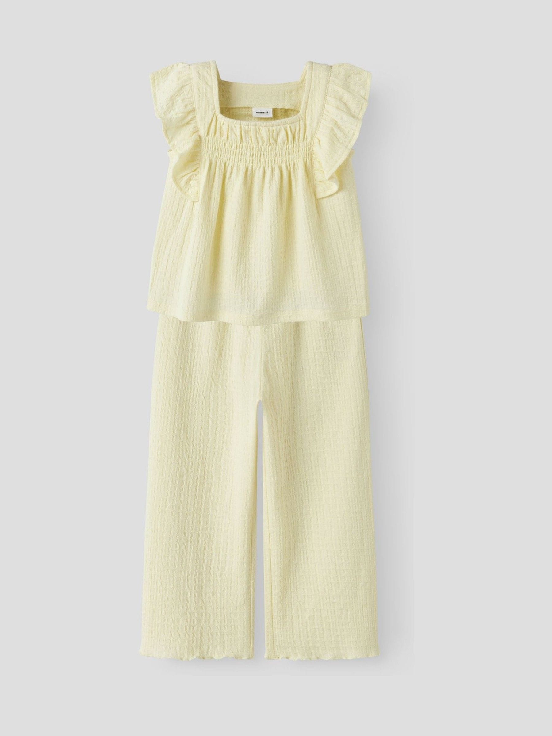 Name It Yellow Textured Top and Trousers Set image 1