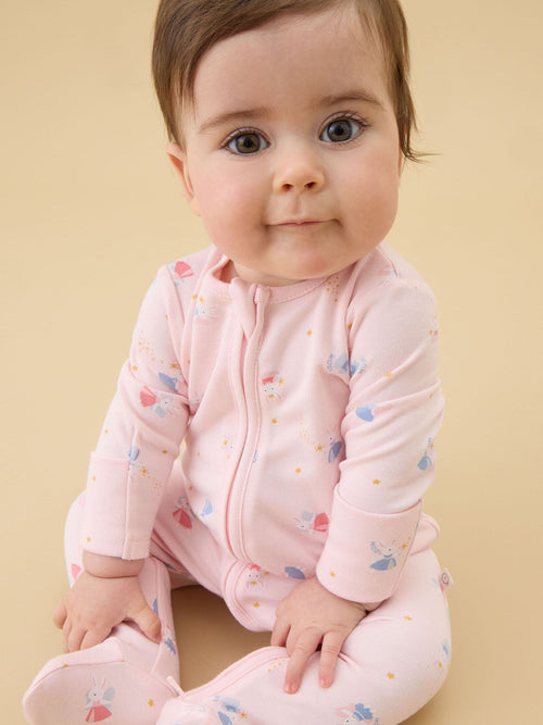 MORI Pink Enchanted Bunnies Clever Zip Supersoft Sleepsuit image 1