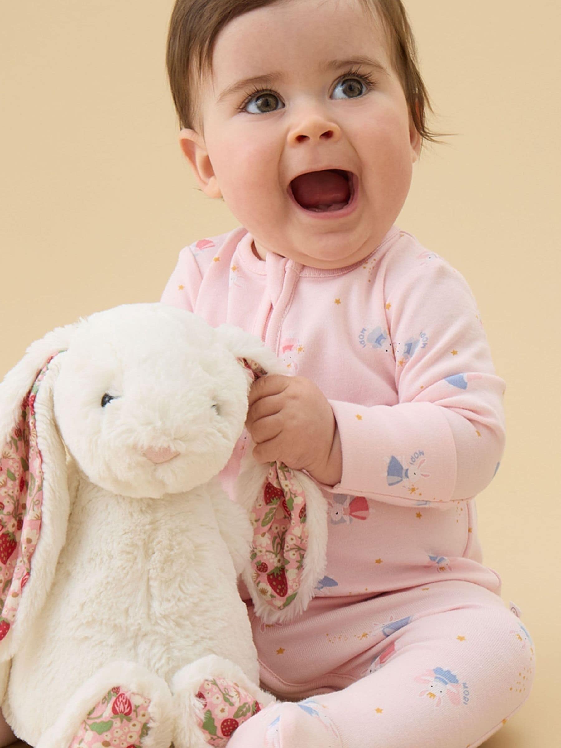 MORI Pink Enchanted Bunnies Clever Zip Supersoft Sleepsuit image 2