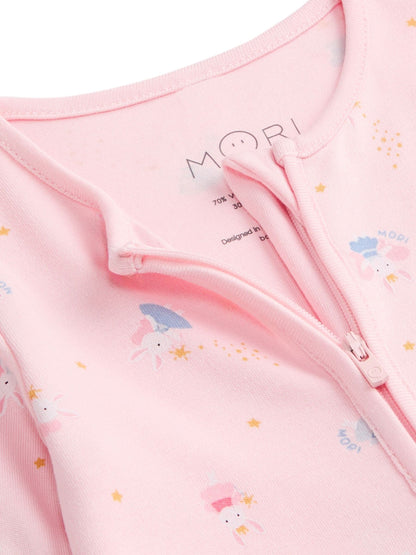 MORI Pink Enchanted Bunnies Clever Zip Supersoft Sleepsuit image 6