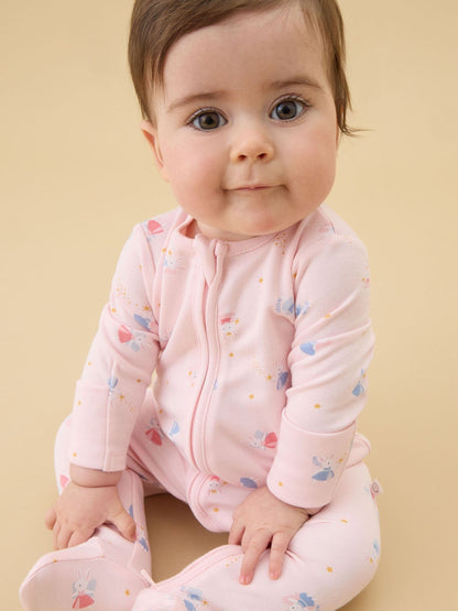 MORI Pink Enchanted Bunnies Clever Zip Supersoft Sleepsuit image 1