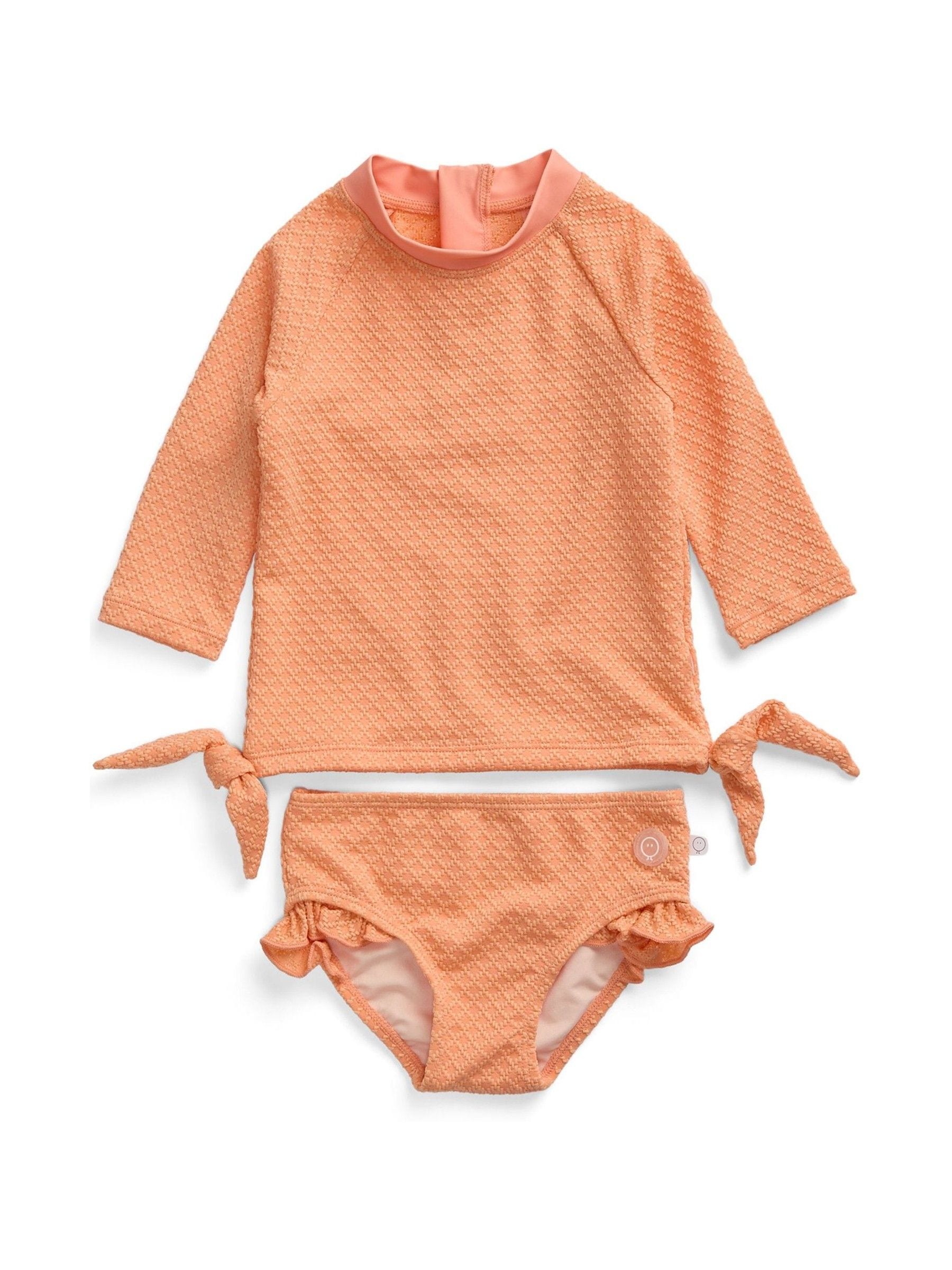 MORI Orange Coral Tide Rash Vest & Frilled Bottoms Swim Set image 3