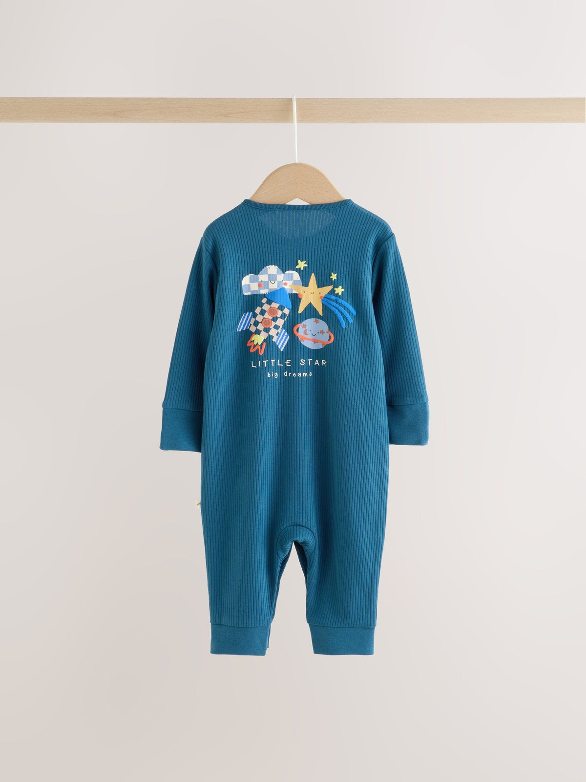 Navy/Yellow Space Two Way Zip Sleepsuits 4 Pack (0mths-3yrs) - image 11