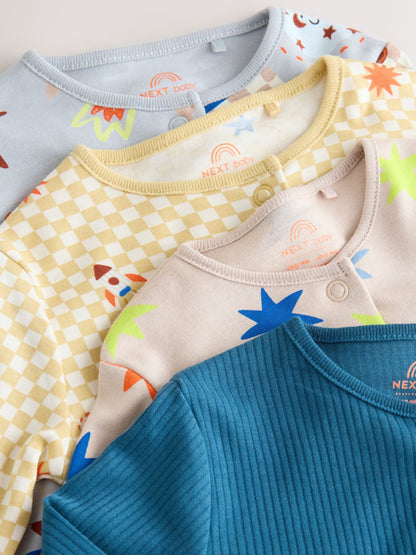 Navy/Yellow Space Two Way Zip Sleepsuits 4 Pack (0mths-3yrs) - image 12
