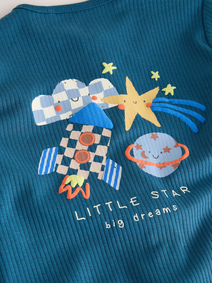 Navy/Yellow Space Two Way Zip Sleepsuits 4 Pack (0mths-3yrs) - image 13