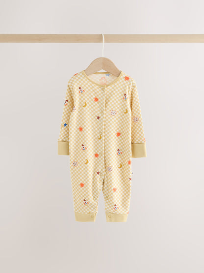 Navy/Yellow Space Two Way Zip Sleepsuits 4 Pack (0mths-3yrs) - image 9