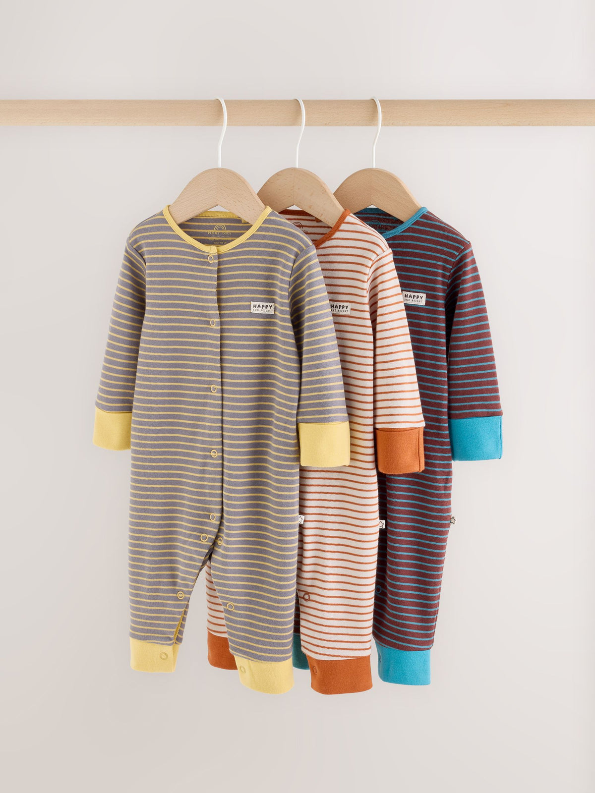 Multi Stripe Sleepsuit 3 Pack (0mths-3yrs) - image 1