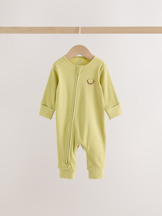 Green Two Way Zip Sleepsuits 3 Pack (0mths-3yrs) - image 2