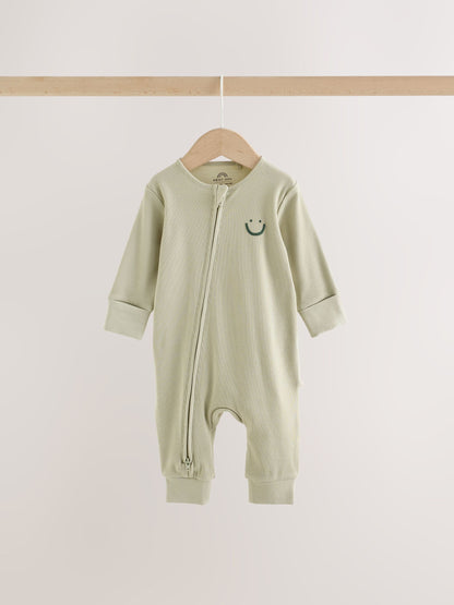Green Two Way Zip Sleepsuits 3 Pack (0mths-3yrs) - image 4
