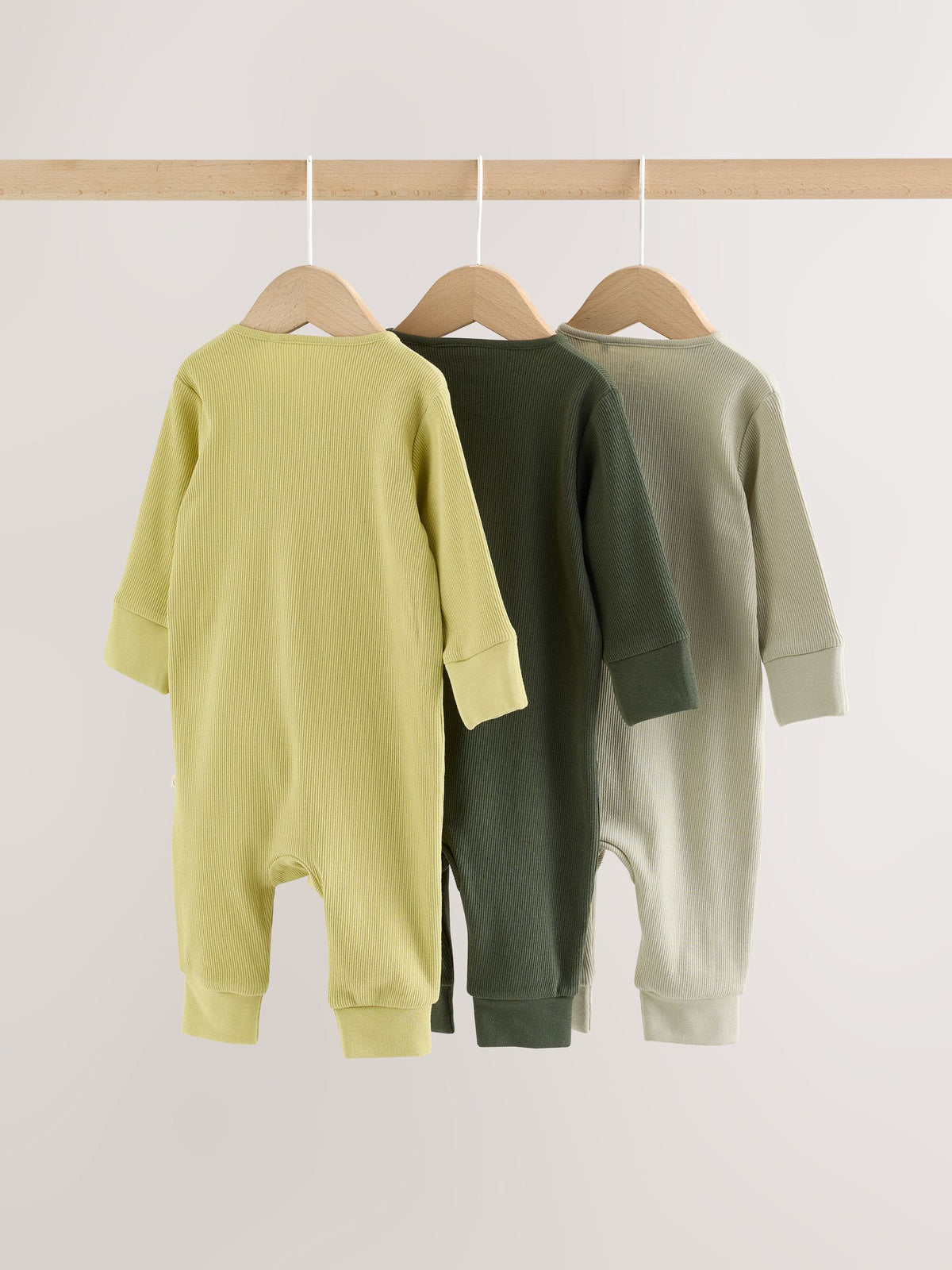 Green Two Way Zip Sleepsuits 3 Pack (0mths-3yrs) - image 5