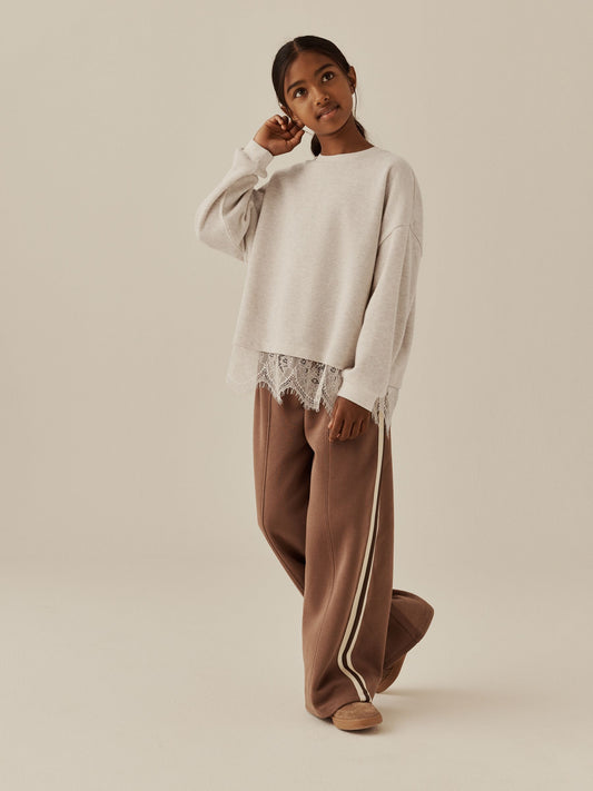 Oatmeal Cosy Rib Lace Hem Sweatshirt (3-16yrs) - image 2