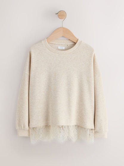 Oatmeal Cosy Rib Lace Hem Sweatshirt (3-16yrs) - image 5