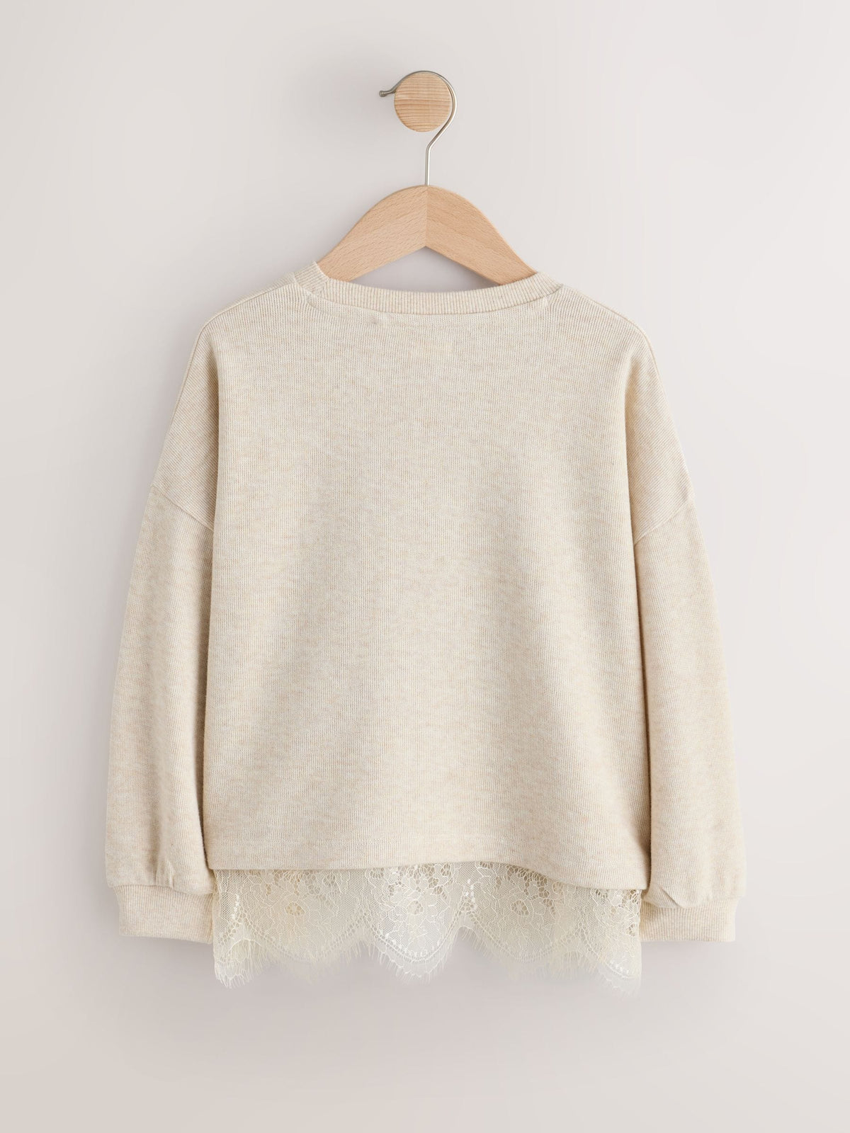 Oatmeal Cosy Rib Lace Hem Sweatshirt (3-16yrs) - image 6