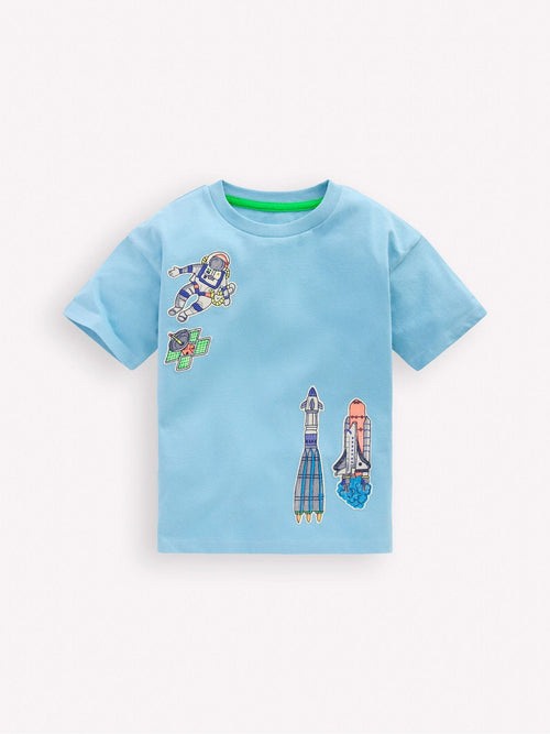Boden Blue Space Short Sleeve Badge T-Shirt image 1