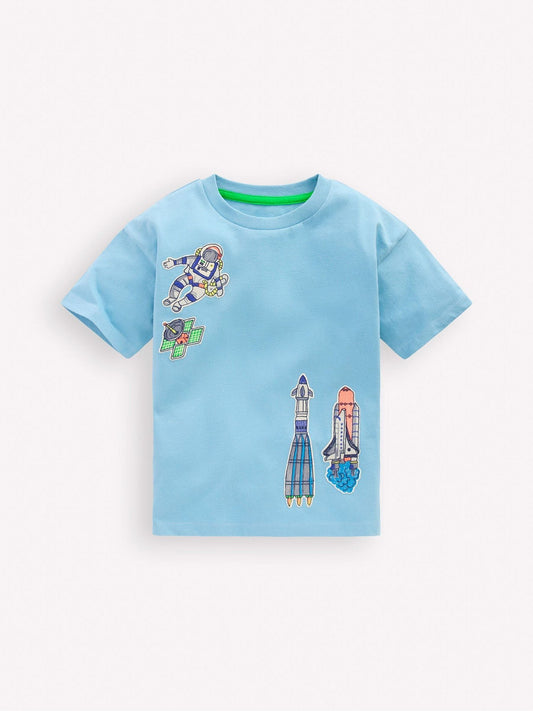 Boden Blue Space Short Sleeve Badge T-Shirt image 1
