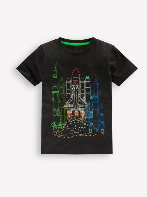 Boden Black Linear Stitch T-Shirt image 1