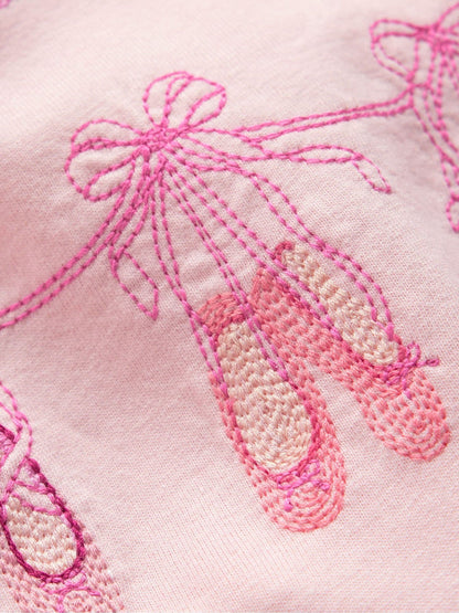 Boden Pink Ballet Shoes Puff Sleeve Superstitch Top image 3