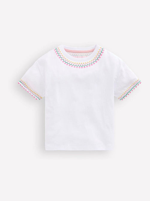 Boden White Relaxed Embroidered T-Shirt image 1