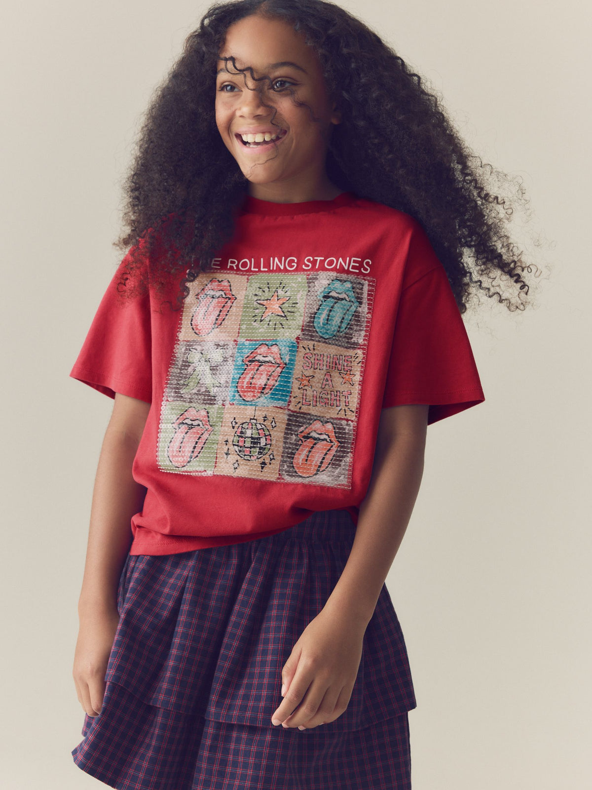 Red Sequin Rolling Stones Oversized T-Shirt (3-16yrs) - image 1