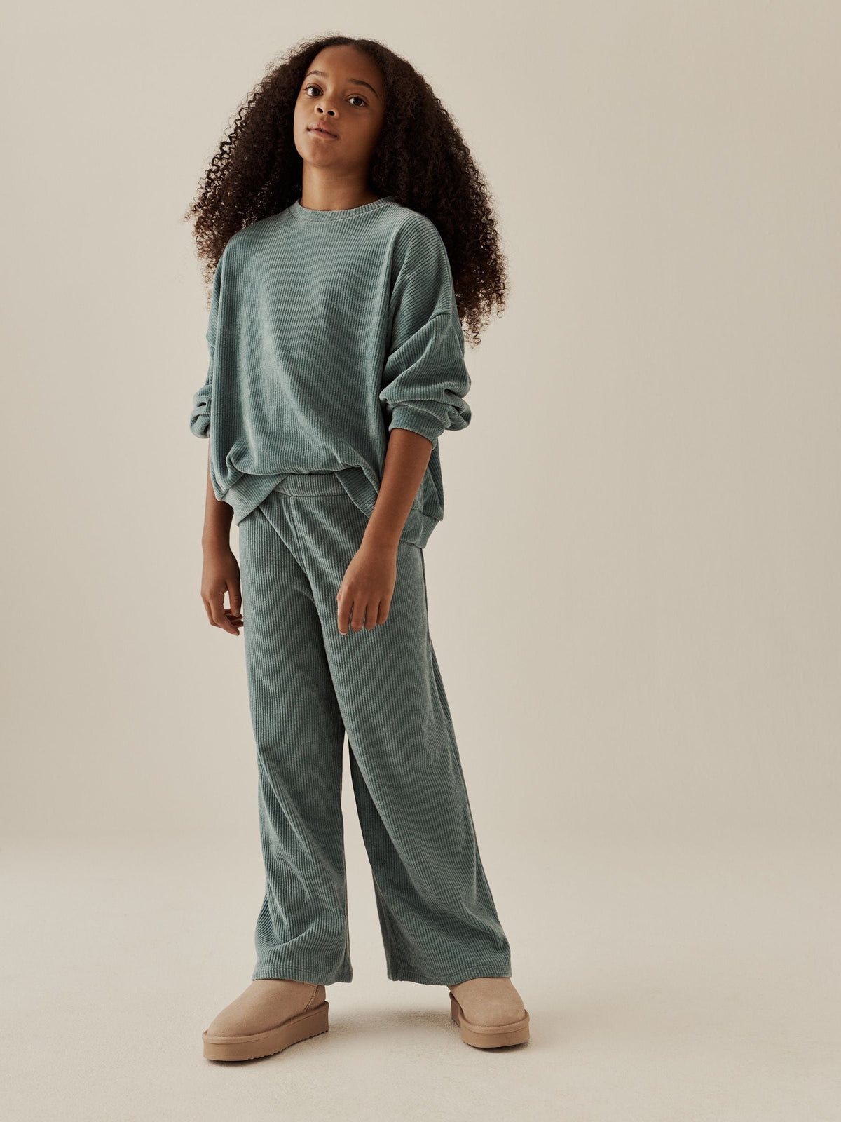 Teal Blue Cord Long Sleeve and Wide Leg Set (3-16yrs) - image 1