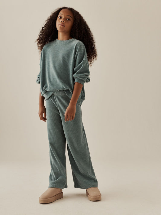 Teal Blue Cord Long Sleeve and Wide Leg Set (3-16yrs) - image 1