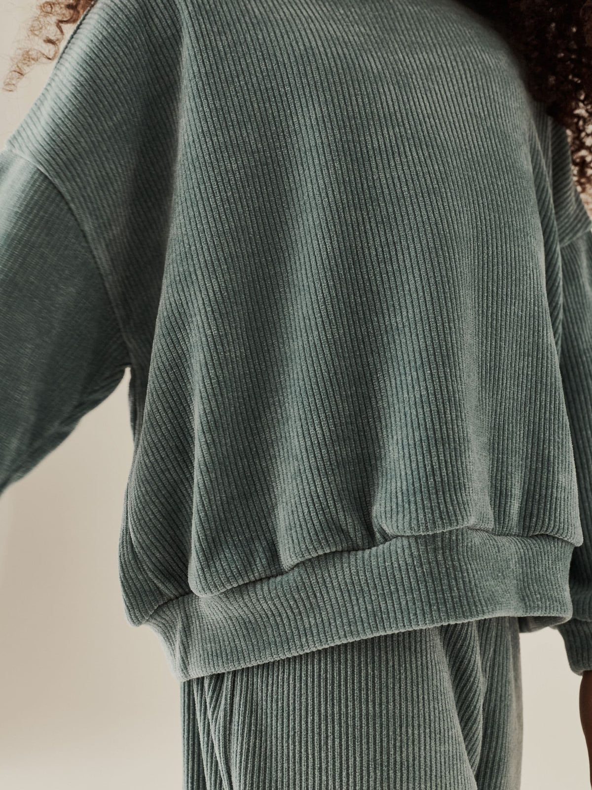 Teal Blue Cord Long Sleeve and Wide Leg Set (3-16yrs) - image 2