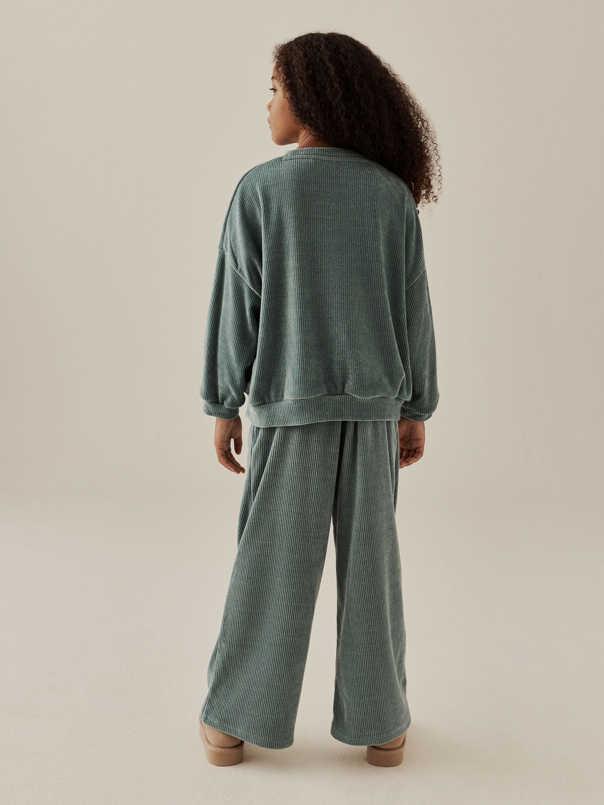 Teal Blue Cord Long Sleeve and Wide Leg Set (3-16yrs) - image 4