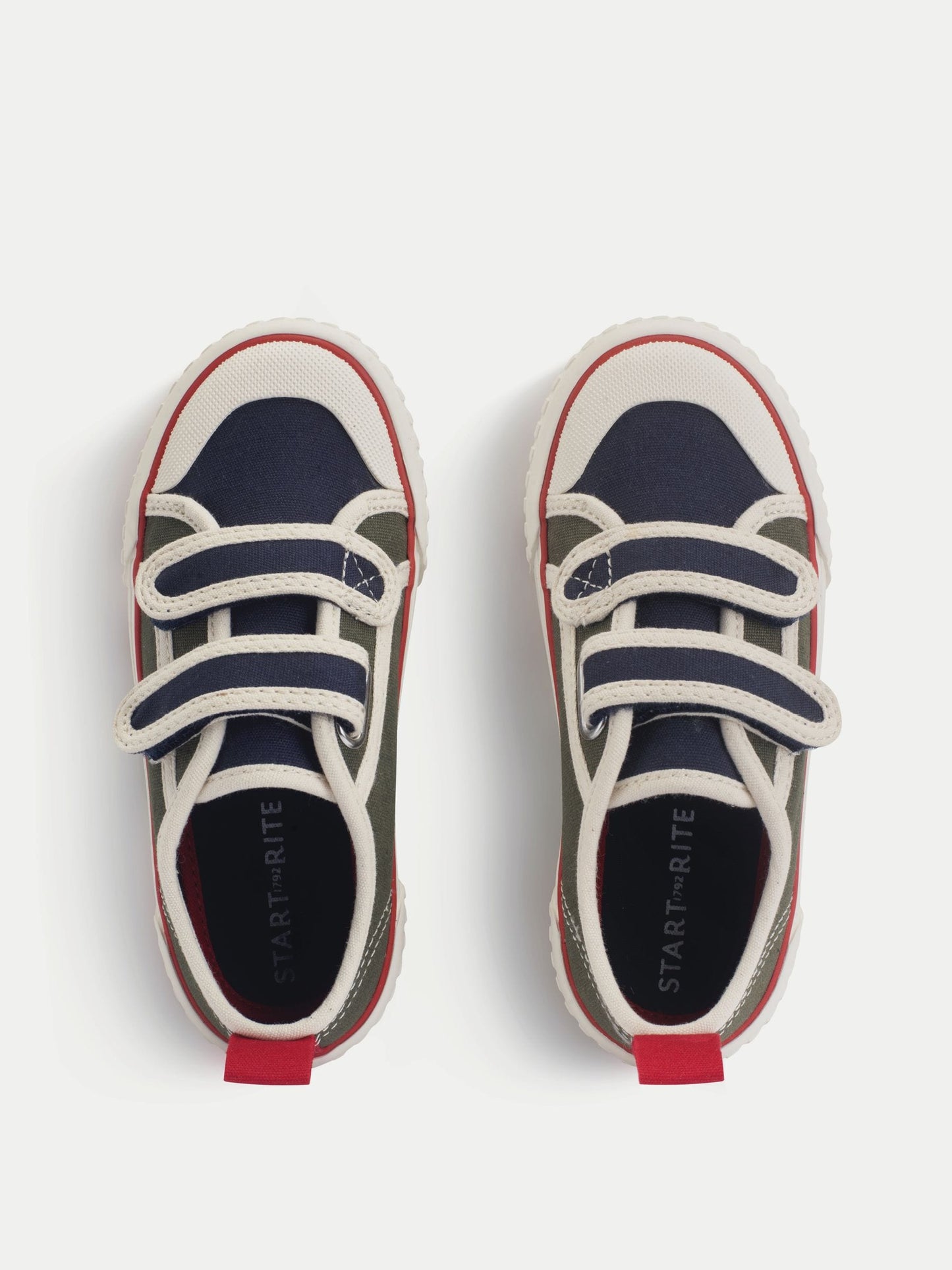 Start-Rite Khaki/navy Tide Double Bar Kids Washable Canvas Shoes image 5