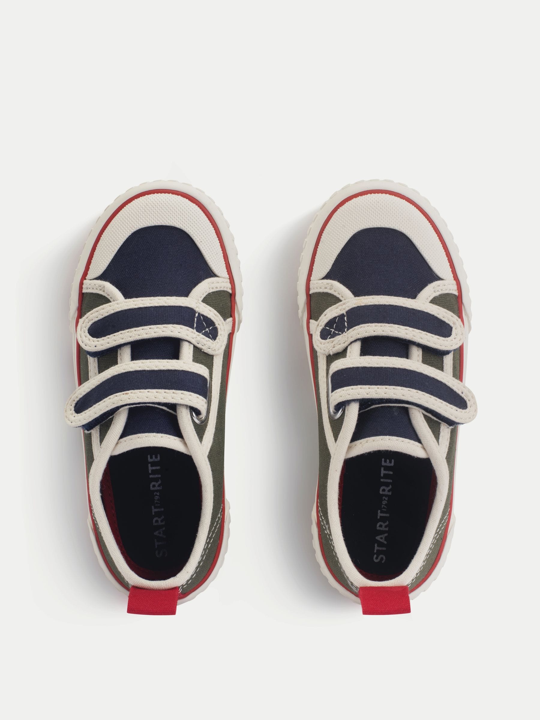 Start-Rite Khaki/navy Tide Double Bar Kids Washable Canvas Shoes image 5