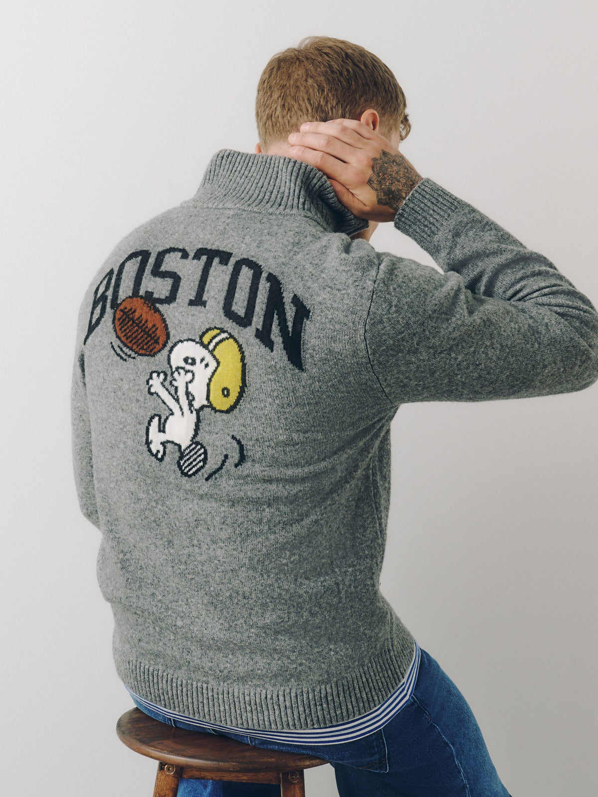 Grey Snoopy Cosy Relaxed Fit Quarter Zip Jumper - image 1