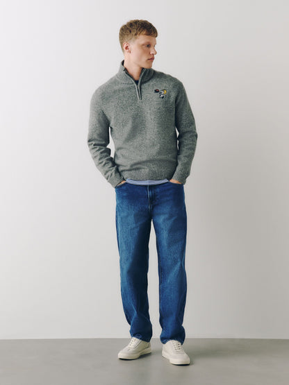 Grey Snoopy Cosy Relaxed Fit Quarter Zip Jumper - image 2