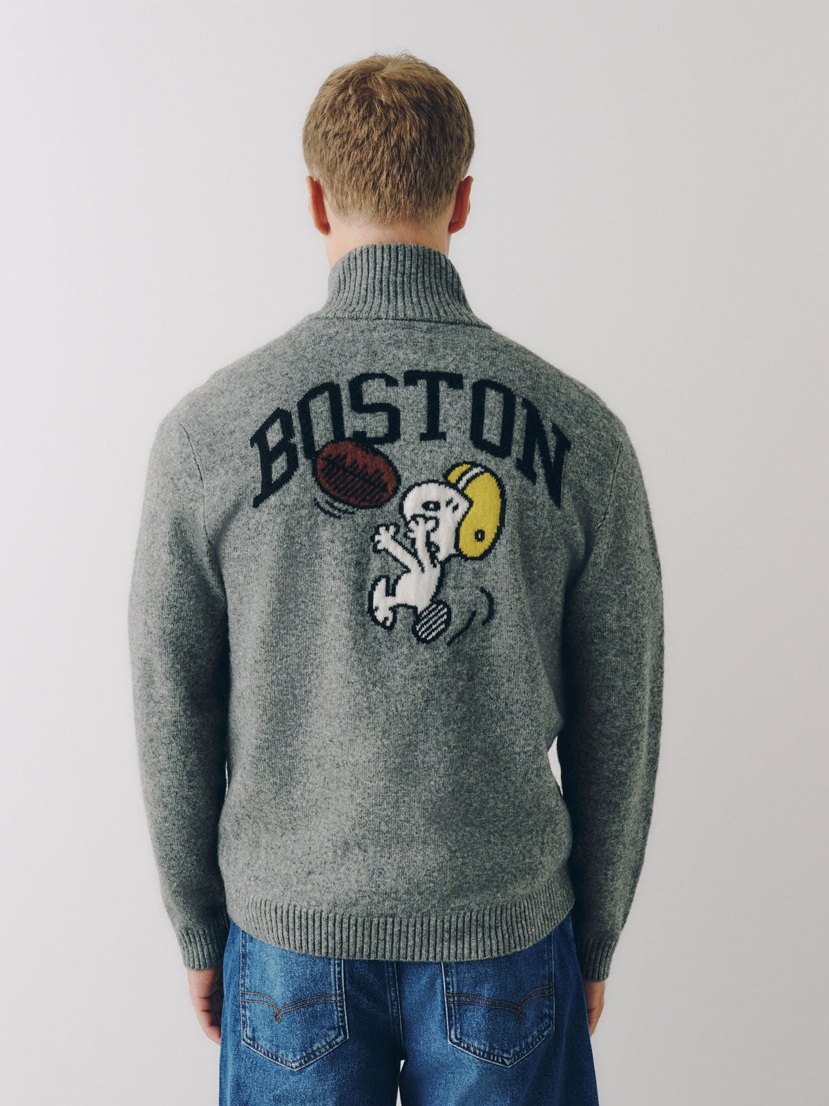 Grey Snoopy Cosy Relaxed Fit Quarter Zip Jumper - image 4