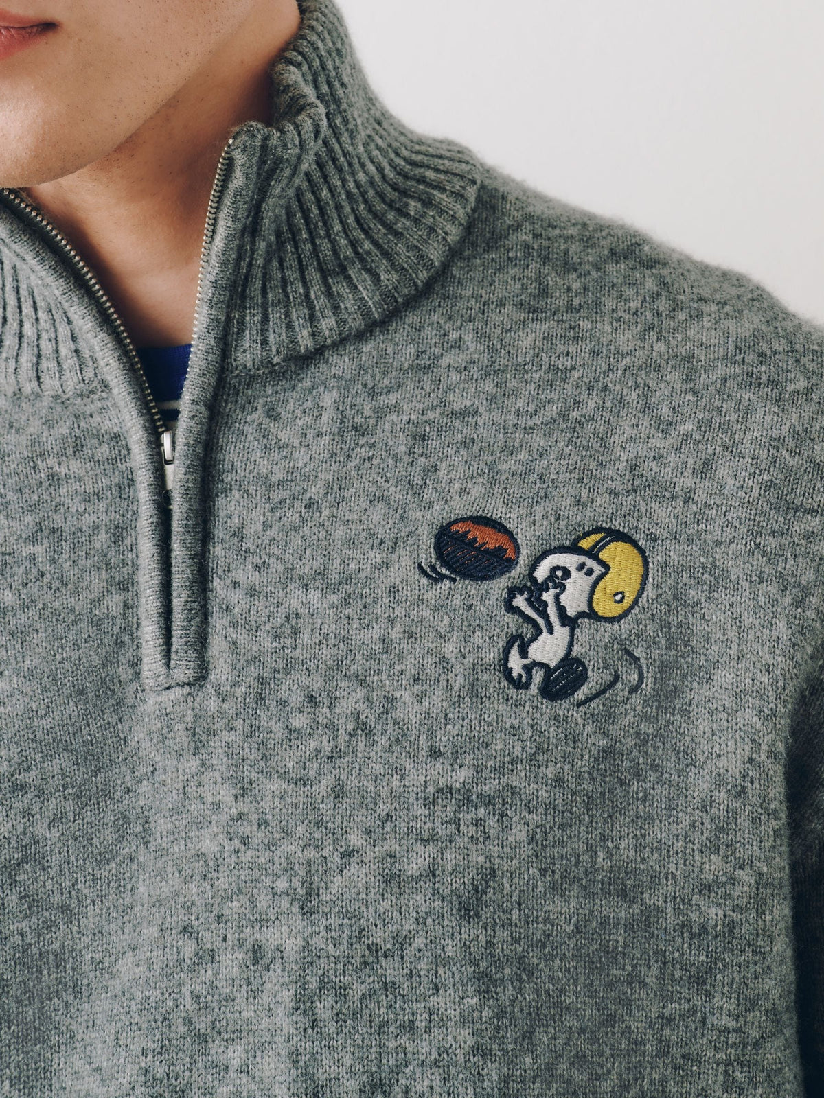 Grey Snoopy Cosy Relaxed Fit Quarter Zip Jumper - image 5