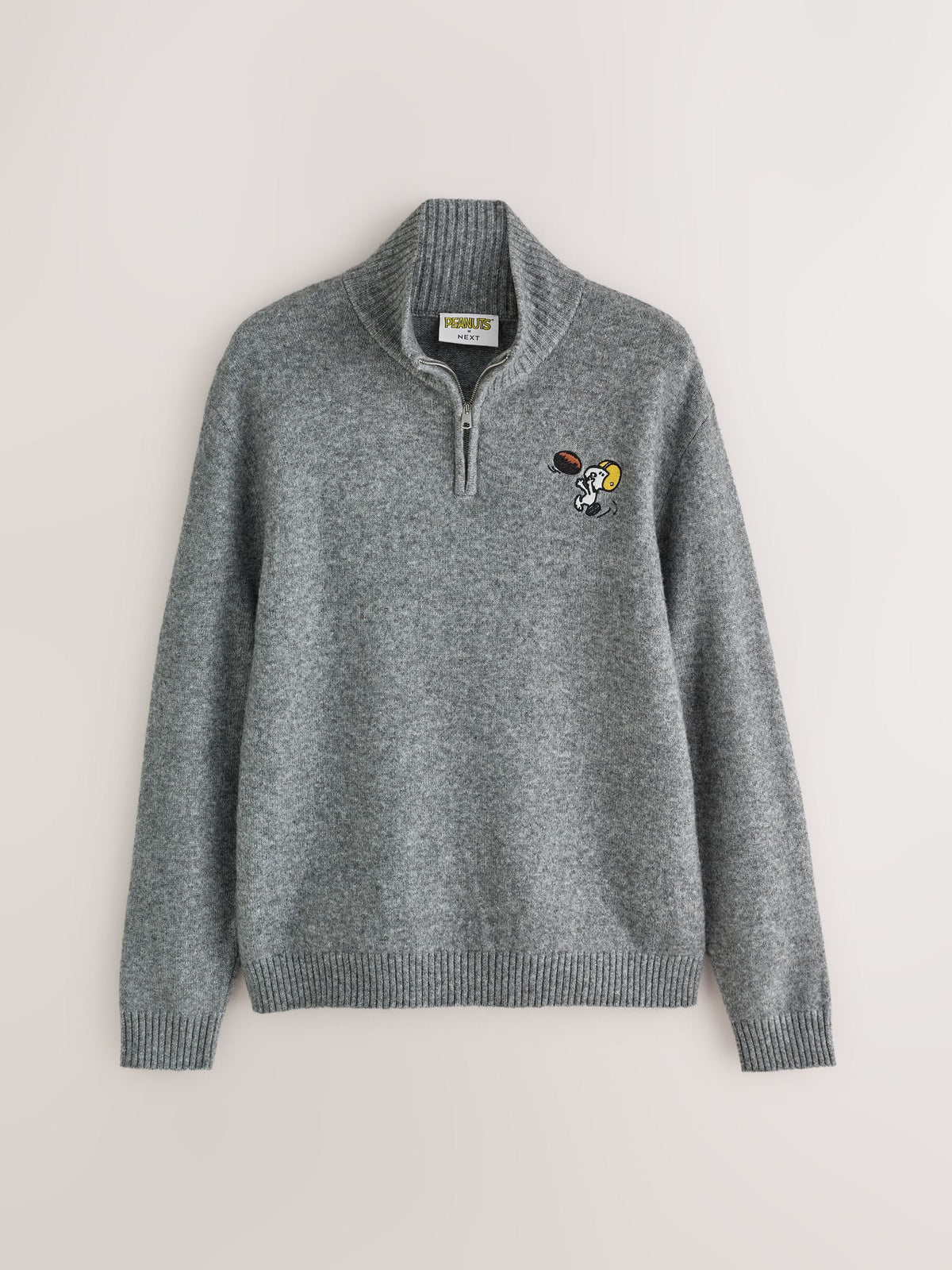 Grey Snoopy Cosy Relaxed Fit Quarter Zip Jumper - image 7