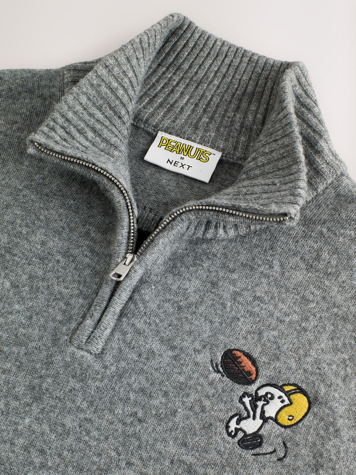 Grey Snoopy Cosy Relaxed Fit Quarter Zip Jumper - image 9