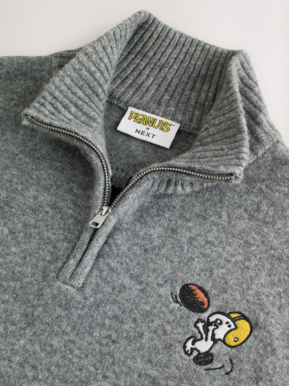 Grey Snoopy Cosy Relaxed Fit Quarter Zip Jumper - image 9