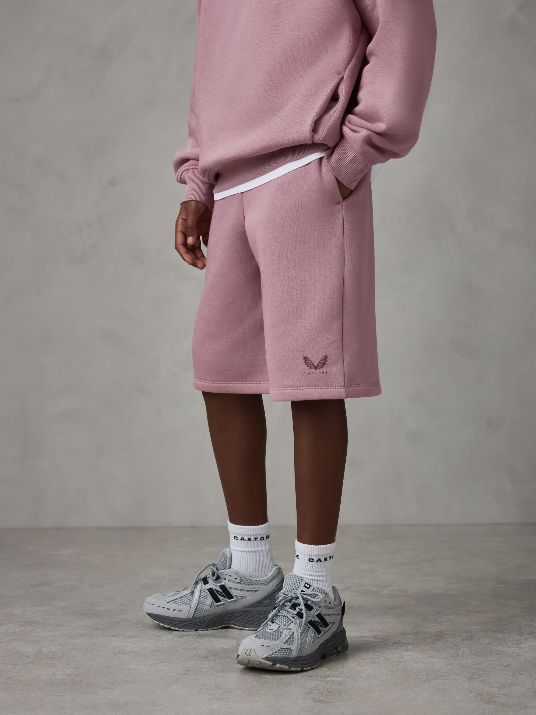 Dsiney Kidz - Castore Earthy Pink Oversized Hoodie and Shorts Set image 3