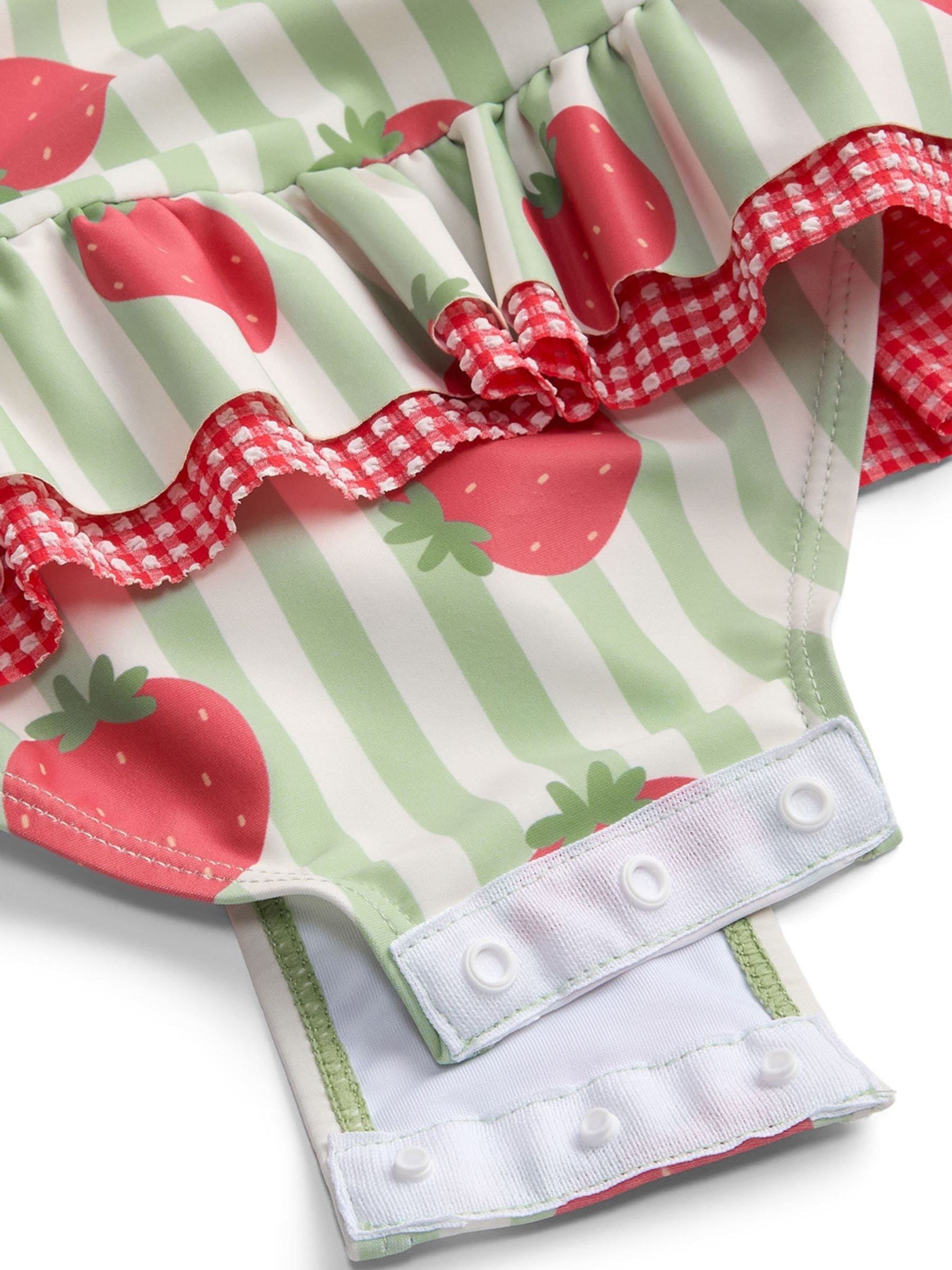 MORI Green Strawberry Stripe Frill Long Sleeve Sun Safe Swimsuit image 6