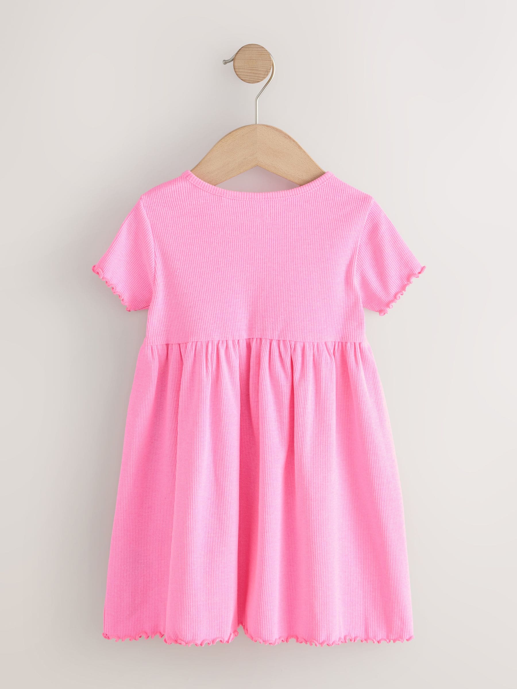 Pink Cherry Short sleeve Embroidered Ribbed Dress (3mths-7yrs) image 6