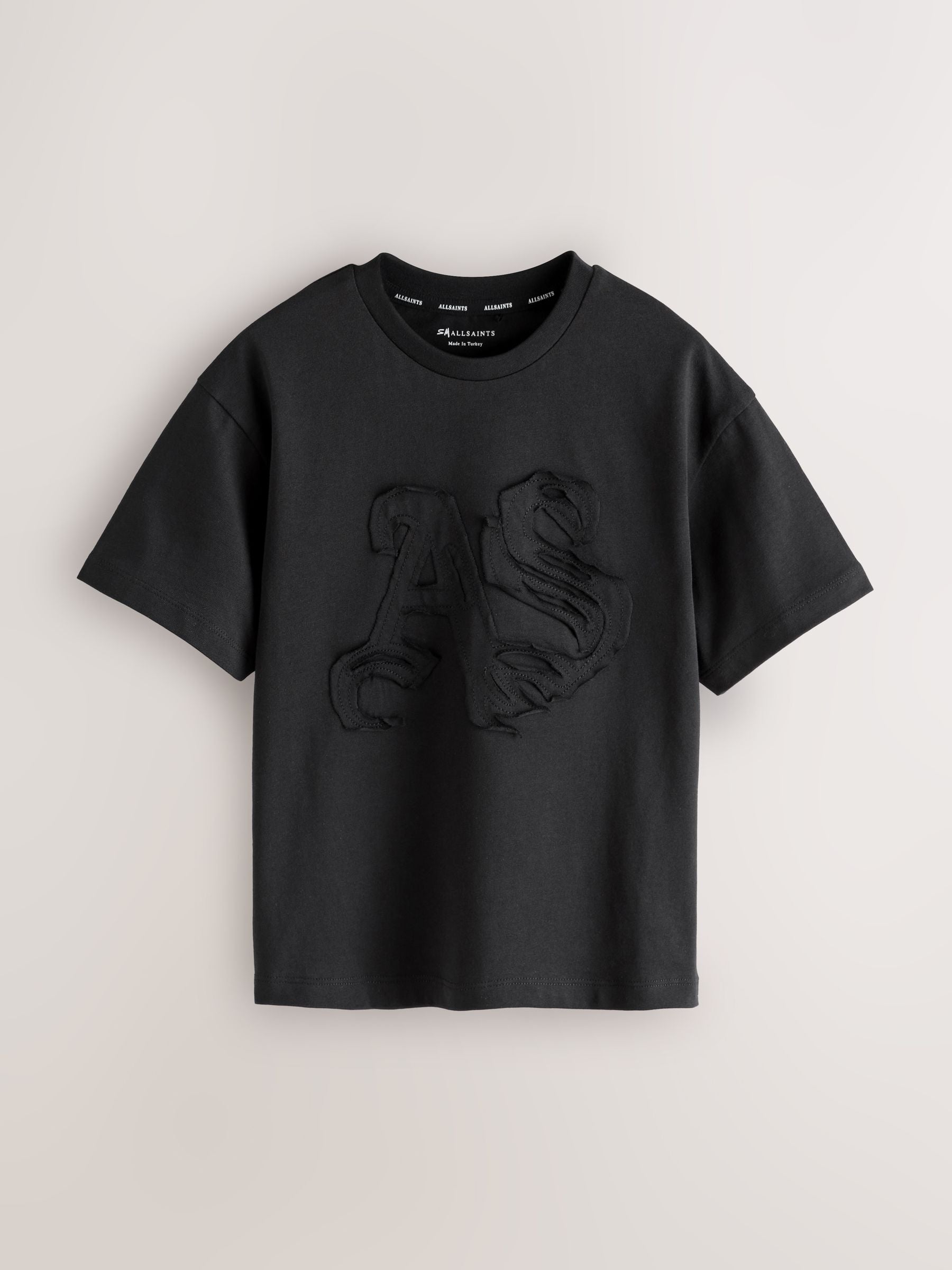Dsiney Kidz - smALLSAINTS Black Patch Logo Crew Cotton T-Shirt image 1