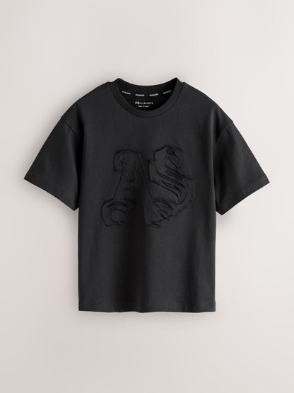 Dsiney Kidz - smALLSAINTS Black Patch Logo Crew Cotton T-Shirt image 1