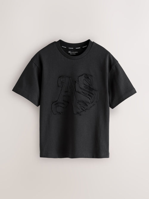 Dsiney Kidz - smALLSAINTS Black Patch Logo Crew Cotton T-Shirt image 1
