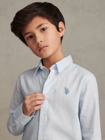 Dsiney Kidz - U.S. Polo Assn. Blue Linen Blend Shirt image 2