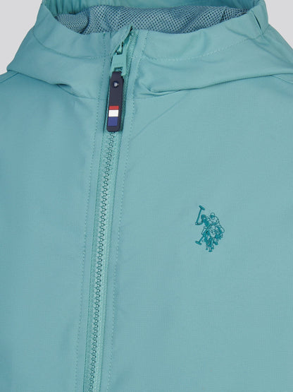 Dsiney Kidz - U.S. Polo Assn. Teal Blue Mesh Lined Hooded Windbreaker Jacket image 4