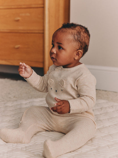 Neutral Bear Two Way Zip Sleepsuits 3 Pack (0-2yrs) - image 3