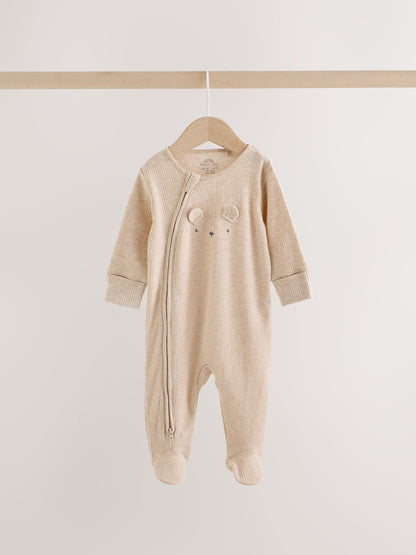 Neutral Bear Two Way Zip Sleepsuits 3 Pack (0-2yrs) - image 8