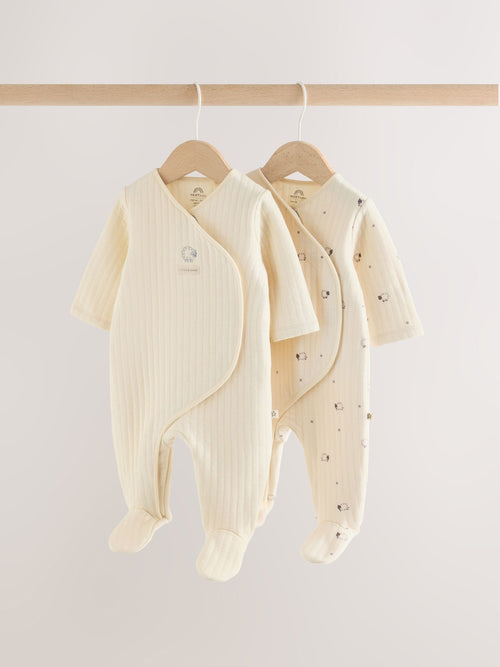 White Sheep Quilted 1 Tog Sleepsuits 2 Pack - image 1